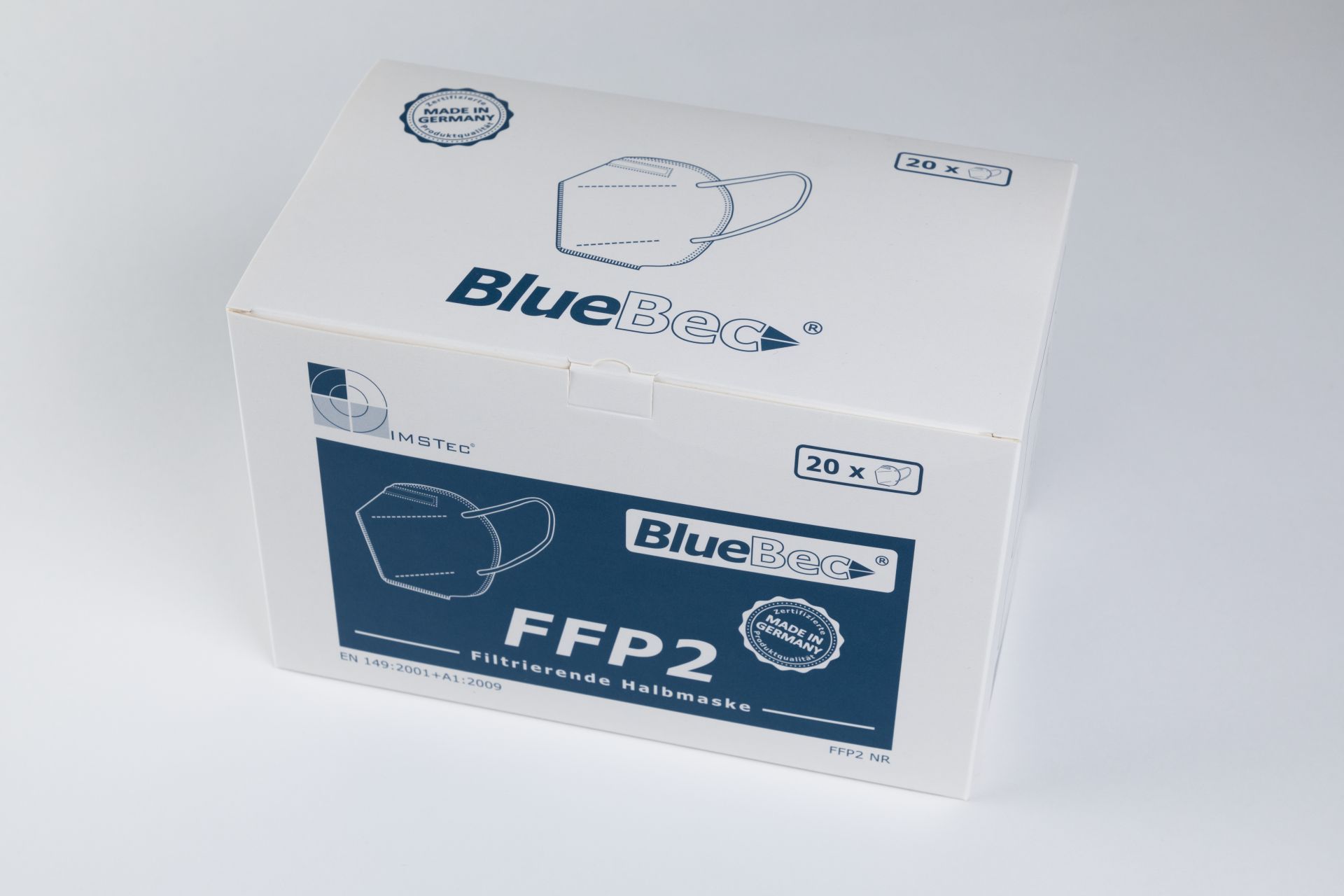 BlueBec® BB201, 20er Box FFP2-Masken, CE-zertifiziert (CE 0158)
